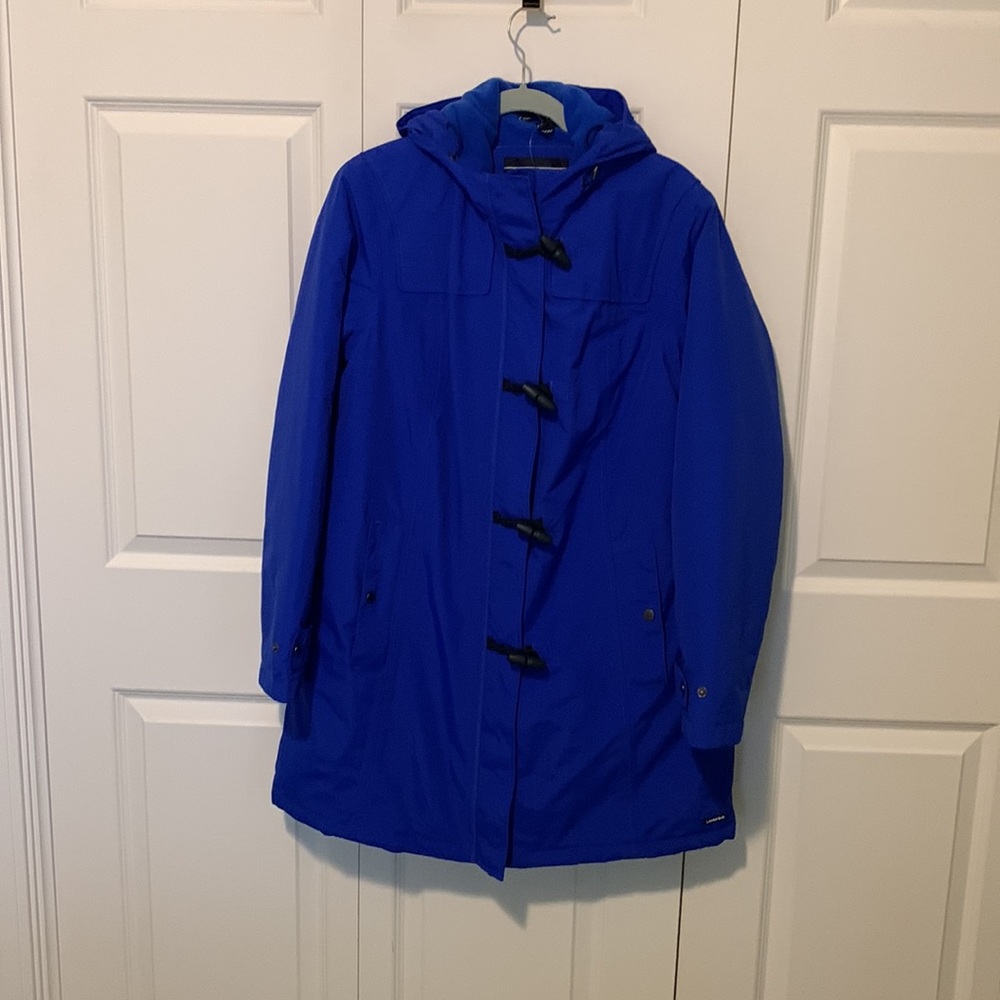 Land’s End waterproof, lined storm coat.